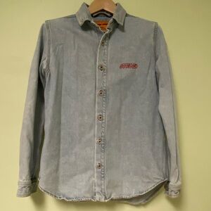 Heron Preston Blue Denim Shirt with Orange Label